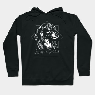 Long Haired Dachshund dog Portrait Hoodie